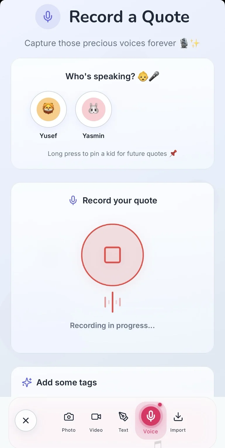 Voice Notes & Milestones